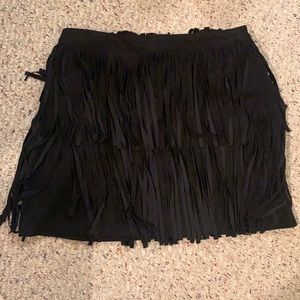 H&M High Waisted Black Fringe Mini Skirt